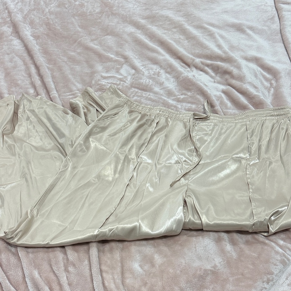 Fashion Nova Shimmering Cream Trousers